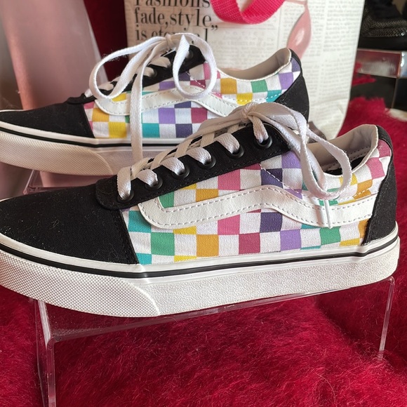 VANS Lo-cut OLD SCHOOL multi party checkerboard sneaker Womenโs  size 7 - Picture 3 of 9